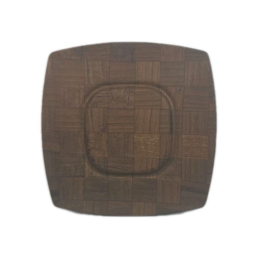Vintage Weavewood Minneapolis Genuine Walnut Tray Hand Woven Square Platter MCM
